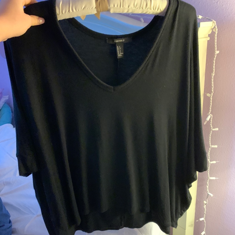 Black V-Neck Flowy Shirt